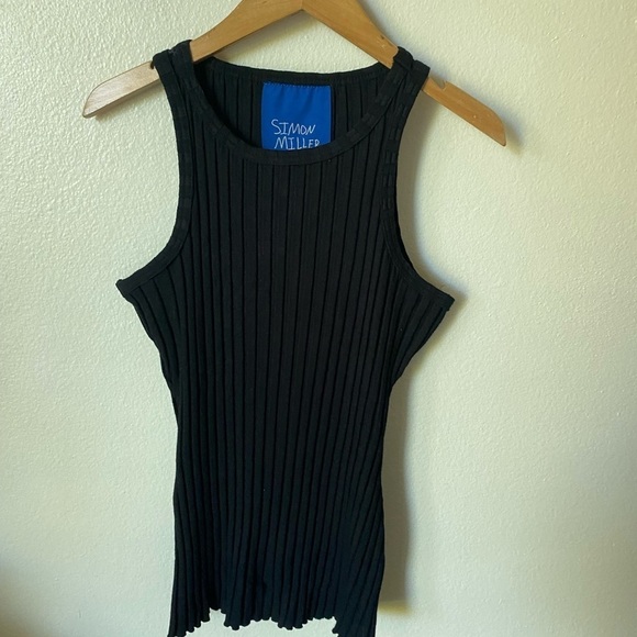 Simon Miller Women’s Ribbed Tank Black Size M Sleeveless Top - Picture 2 of 7